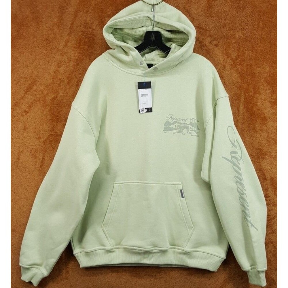 REPRESENT Hoodie Mens Large Green Pullover Sweatshirt Race Way Racing $250